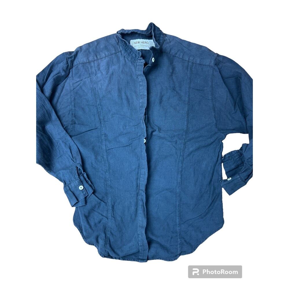 Vintage New Hero 100%‎ Cotton Button-Up Shirt S Earthy Minimalist Western Y2K